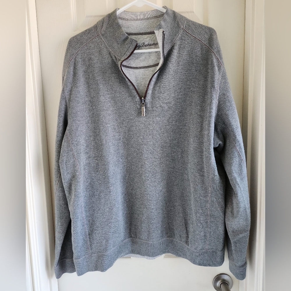 Tommy Bahama Flip Side Twill Reversible Half-Zip Sweatshirt Men Size M‎